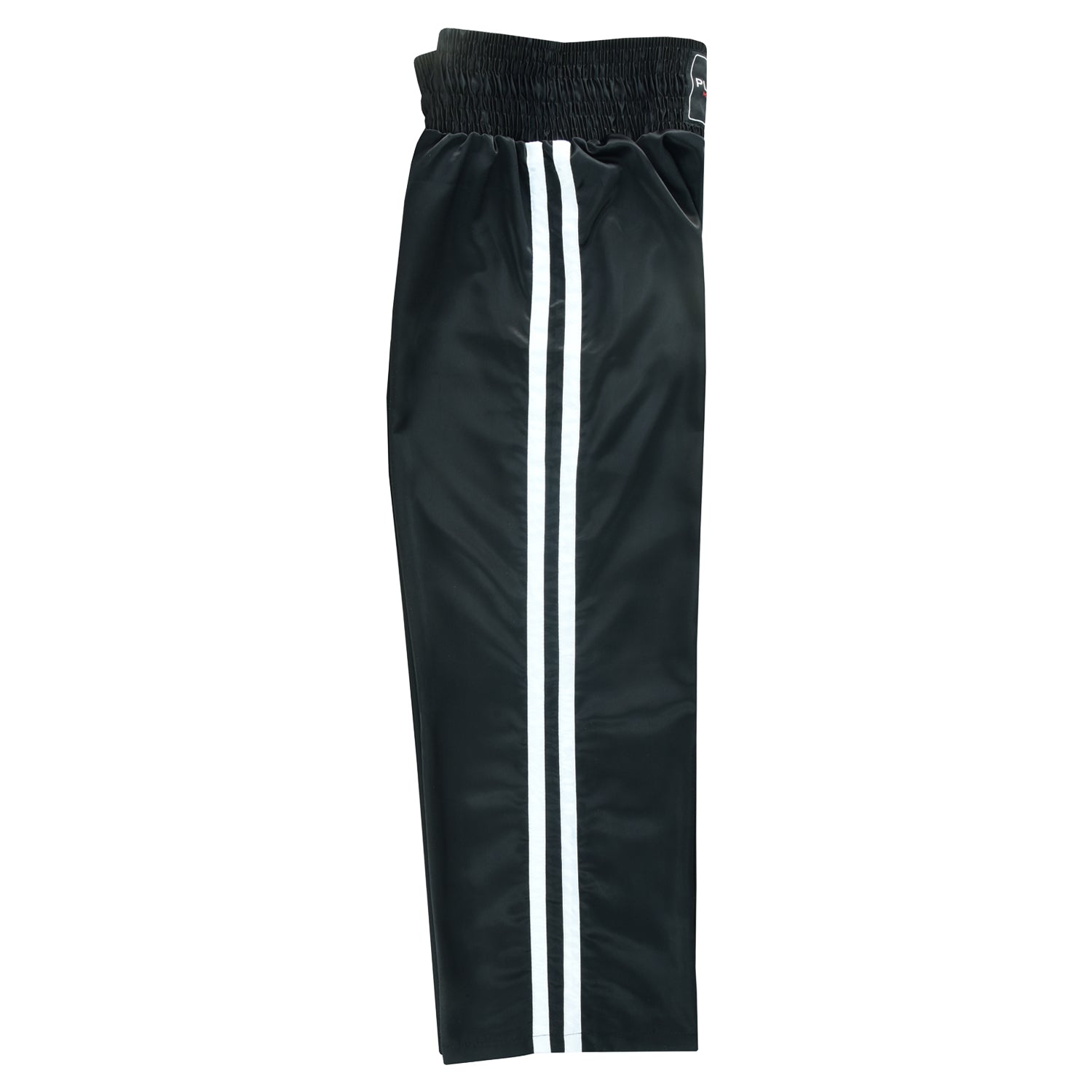 Adults Full Contact Black Satin Kickboxing Pants With Stripes