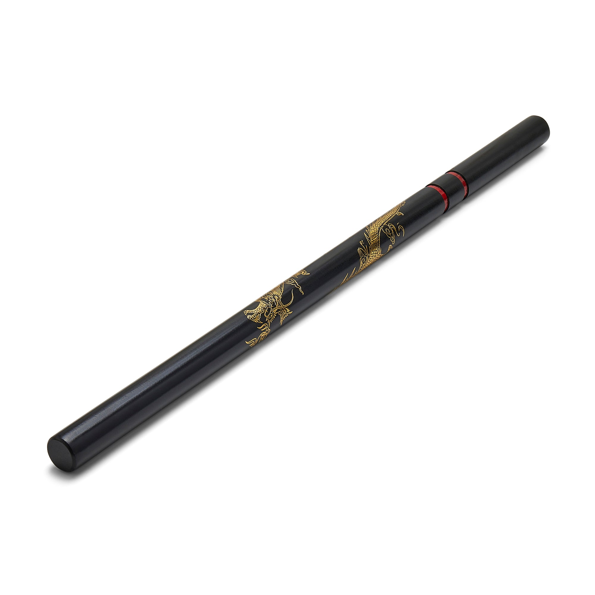 Deluxe Escrima Stick Black Oak With Gold Dragon
