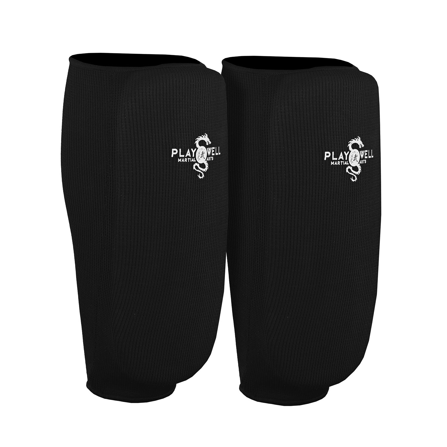 Elasticated Cotton Shin Pads  - Black