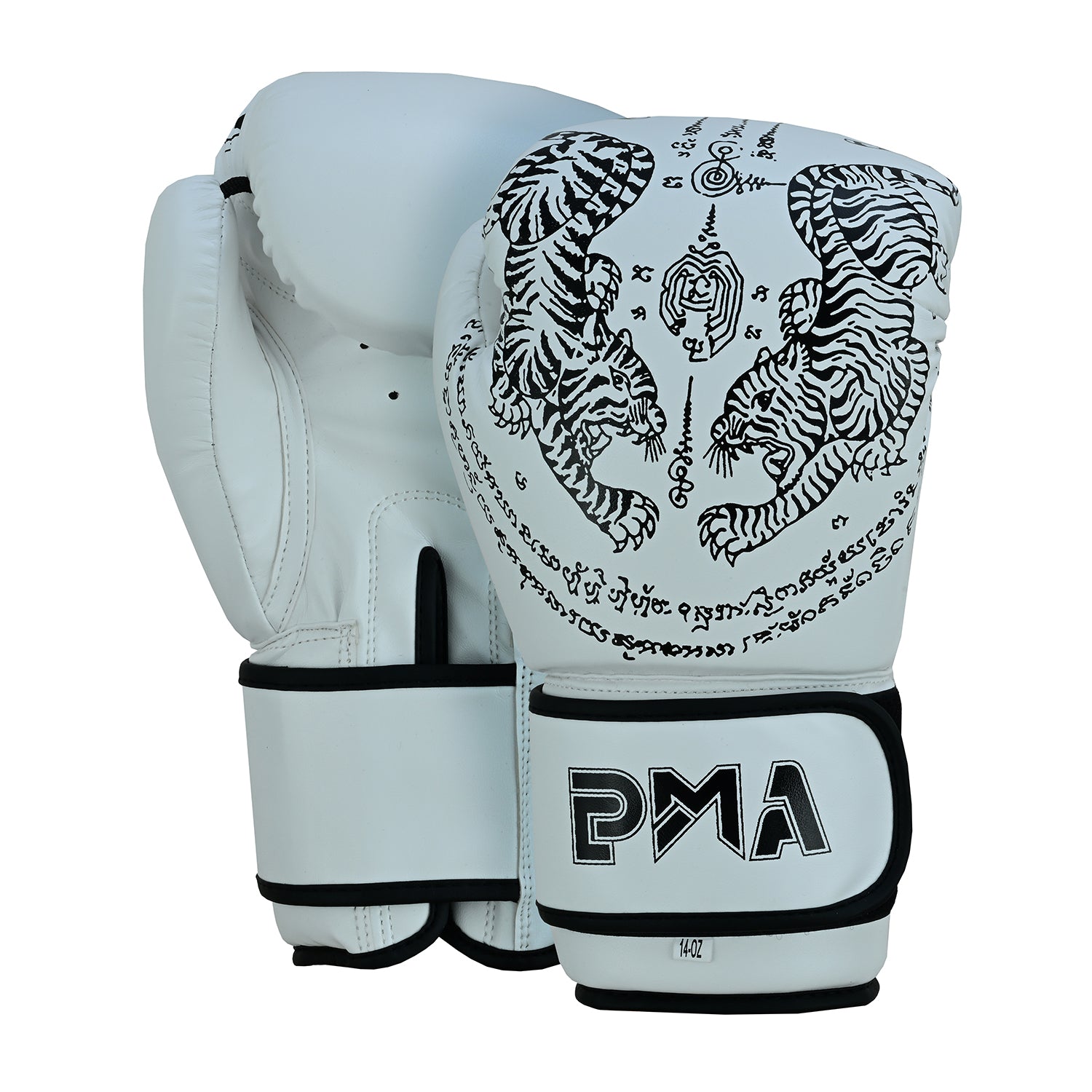 PMA Twin Tigers Muay Thai Boxing Gloves & Shin Pads Set - White